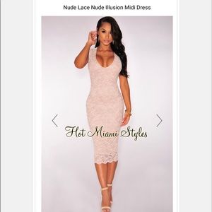 Hot Miami Styles “Nude Lace Illusion Midi”